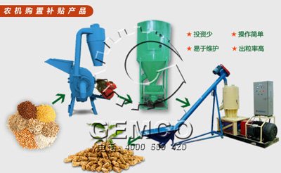 该图是糖心影视550型玉米秸秆颗粒机以及配套设备加工颗粒饲料工艺流程